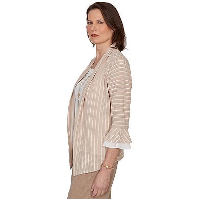 Women's Alfred Dunner Grand Bazaar Vertical Stripe Two in One Top with Necklace