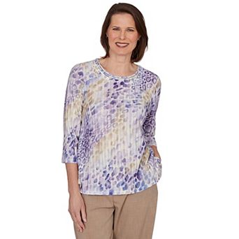 Women's Alfred Dunner Grand Bazaar Animal Print Ribbed Knit Top