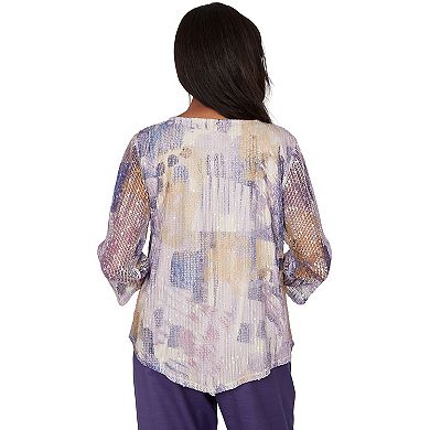 Women's Alfred Dunner Grand Bazaar Stained Glass Mesh Top with Necklace
