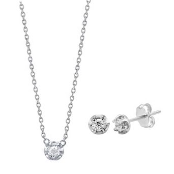 Diamond Essentials Sterling Silver Lab Grown Diamond Accent Earring & Pendant Set