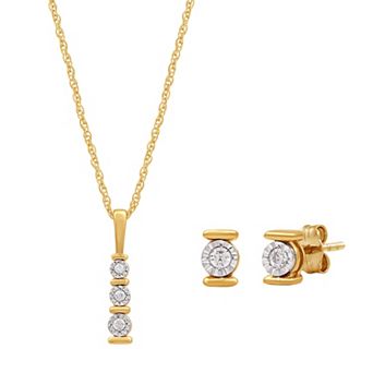Diamond Essentials 1/10 Carat T.W. Lab Grown Diamond Earring & Pendant Set