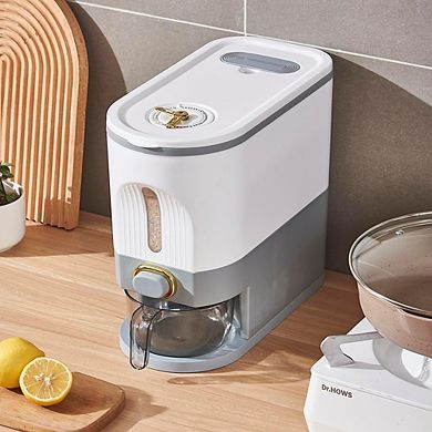 Large Rice and Grain Storage Container with Lid and Measuring Cylinder Moisture-Proof Dispenser