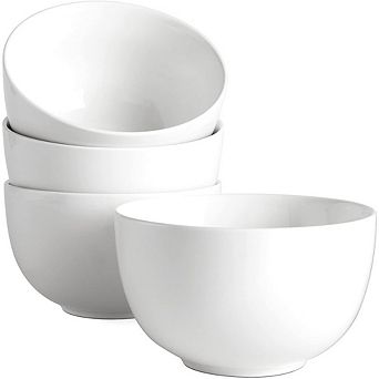 Large Ceramic Soup & Cereal Bowls Set, 30oz, Dishwasher & Oven Safe, White