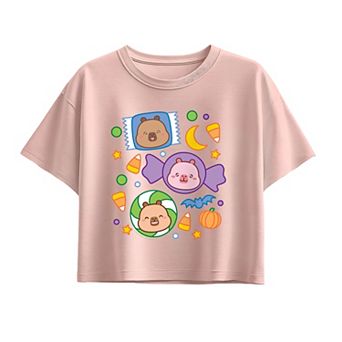 Girls 7-16 CapyFun Capybara Halloween Boxy Tee