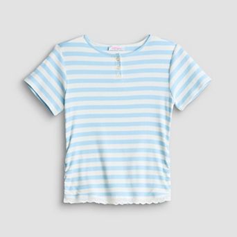 Girls 7-16 Mini Society Striped Short Sleeve Henley Top