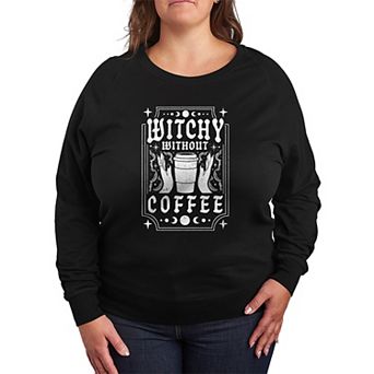 Plus Size Witchy Without Coffee French Terry Long Sleeve Tee