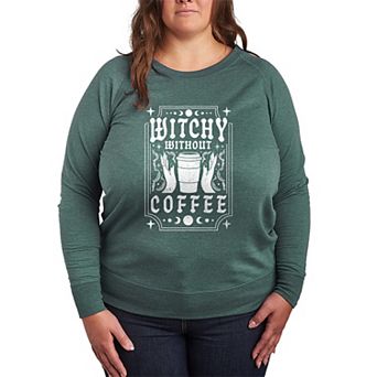 Plus Size Witchy Without Coffee French Terry Long Sleeve Tee