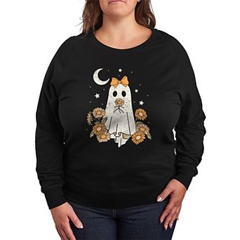 Plus Size Coquette Ghost Floral French Terry Long Sleeve Tee