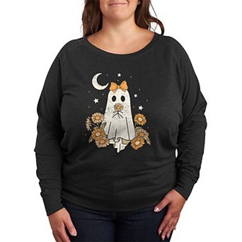 Plus Size Coquette Ghost Floral French Terry Long Sleeve Tee