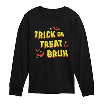Boys 8-20 Trick Or Treat Bruh Long Sleeve Graphic Tee