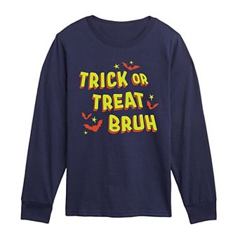 Boys 8-20 Trick Or Treat Bruh Long Sleeve Graphic Tee