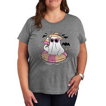 Plus Size Summerween Ghost Pool Float Graphic Tee