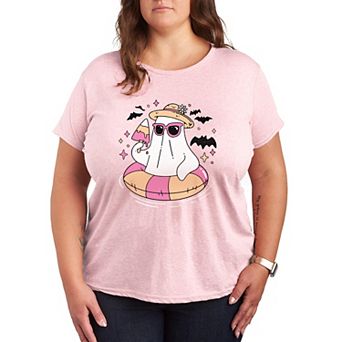 Plus Size Summerween Ghost Pool Float Graphic Tee