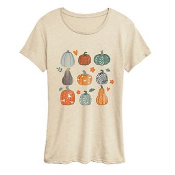 Women's Fall Pumpkins Grid Graphic Tee