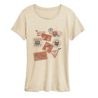 Women's Vintage Halloween Postage Stamps Graphic Tee