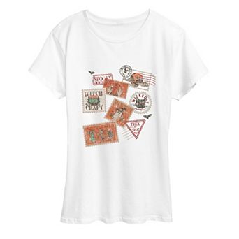 Women's Vintage Halloween Postage Stamps Graphic Tee