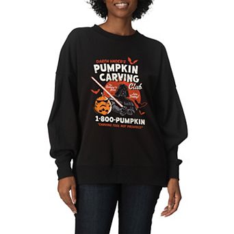 Women's Star Wars Darth Vader Pumpkin Carving Club Oversized Fleece Crew Sweatshirt