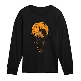 Boys 8-20 Marvel Spider-Man Haunted House Silhouette Long Sleeve Graphic Tee