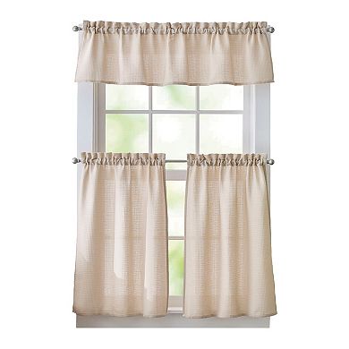 Curtainworks Eldridge Waffle 3-Piece Valance & Tiers Set