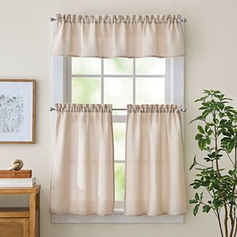 Curtainworks Eldridge Waffle 3 pc Valance & Tiers Set