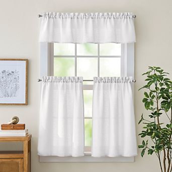 Curtainworks Eldridge Waffle 3 pc Valance & Tiers Set
