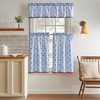 Curtainworks Stars & Stripes 3 pc Valance & Tiers Set