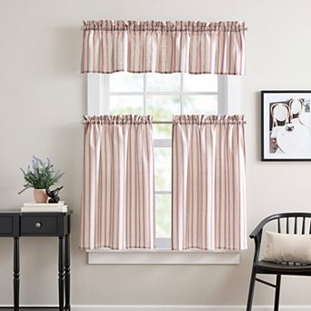 Curtainworks Banner Stripe 3 pc Valance & Tiers Set