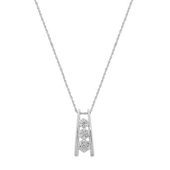 Diamond Essentials Sterling Silver 1/4 Carat T.W. Lab Grown Diamond Flower Shaped Pendant Necklace