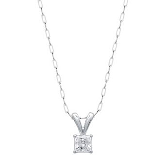 Diamond Essentials Sterling Silver 1/2 Carat T.W. Lab Grown Diamond Solitaire Pendant Necklace