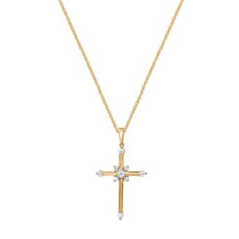 Diamond Essentials 1/4 Carat T.W. Round Lab Grown Diamond Cross Pendant Necklace