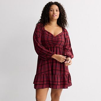 Juniors' Mary & Mo Long Sleeve Cinched Bodice Mini Dress