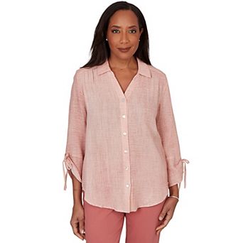 Women's Alfred Dunner Camden Market Crinkle Gauze Button Front Top