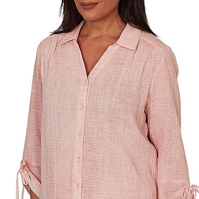 Women's Alfred Dunner Camden Market Crinkle Gauze Button Front Top