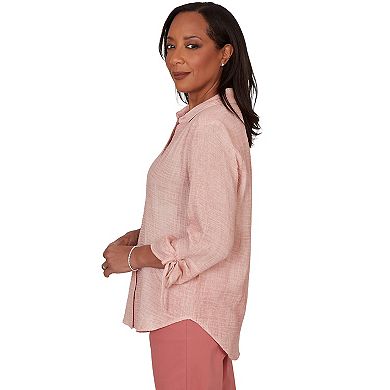 Women's Alfred Dunner Camden Market Crinkle Gauze Button Front Top