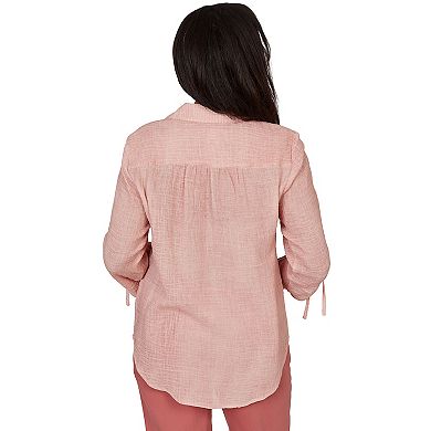 Women's Alfred Dunner Camden Market Crinkle Gauze Button Front Top