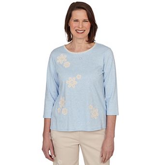Women's Alfred Dunner Camden Market Floral Stitches Heathered Knit Top