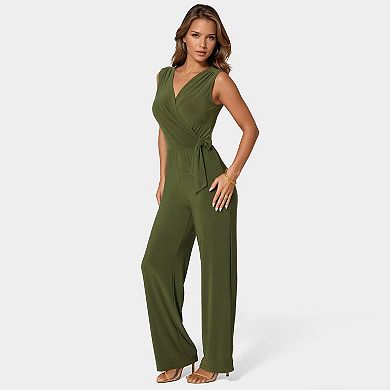 Women's bebe Jersey Wrap Tie Jumpsuit