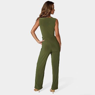 Women's bebe Jersey Wrap Tie Jumpsuit