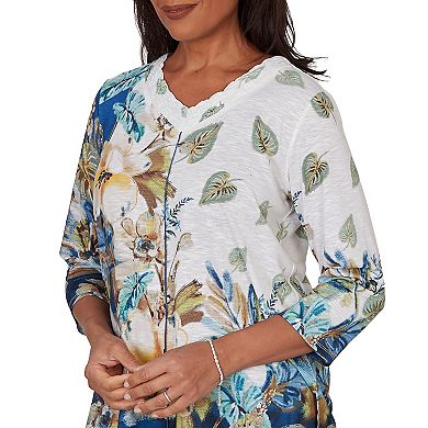 Women's Alfred Dunner Indigo Girls Placed Texture Floral Knit Top