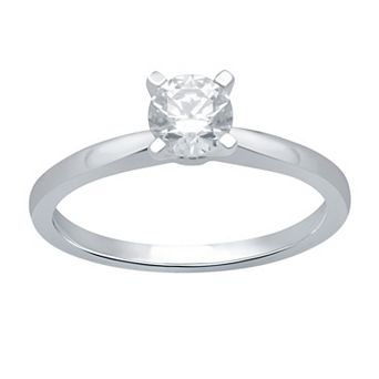 Diamond Essentials Sterling Silver 1/2 Carat T.W. Round Lab Grown Diamond Solitaire Ring