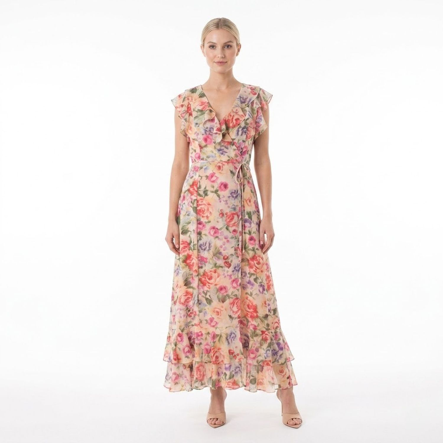 Женское платье Maison Tara Floral Ruffle Wrap Maxi