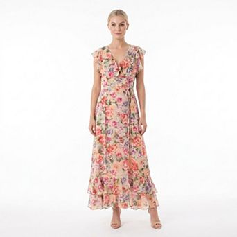 Women's Maison Tara Floral Ruffle Wrap Maxi Dress