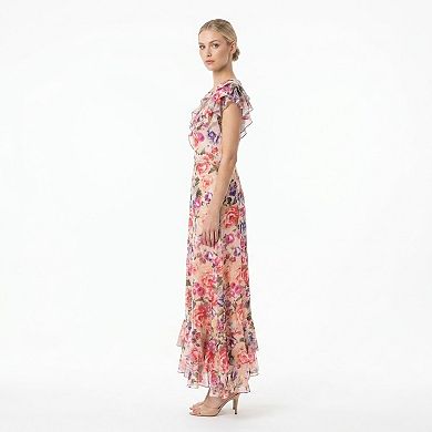 Women's Maison Tara Floral Ruffle Wrap Maxi Dress