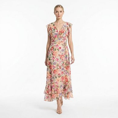 Women's Maison Tara Floral Ruffle Wrap Maxi Dress