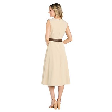 Women's R&M Richards Belted Midi Stretch A-Line Dress