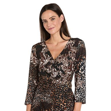 Women's R&M Richards Printed Faux-Wrap Buckle Sheath Dress