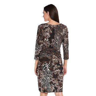 Women's R&M Richards Printed Faux-Wrap Buckle Sheath Dress