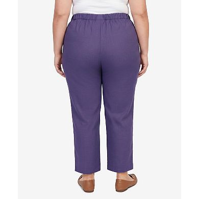 Plus Size Alfred Dunner Grand Bazaar Textured Elastic Waist Pull On Short Length Pants