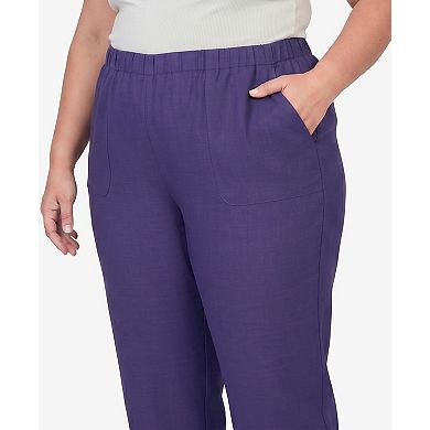 Plus Size Alfred Dunner Grand Bazaar Textured Elastic Waist Pull On Pants