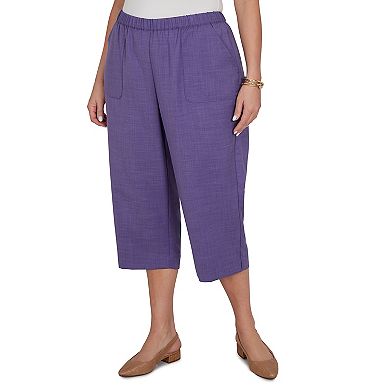 Plus Size Alfred Dunner Grand Bazaar Textured Elastic Waist Pull On Capris
